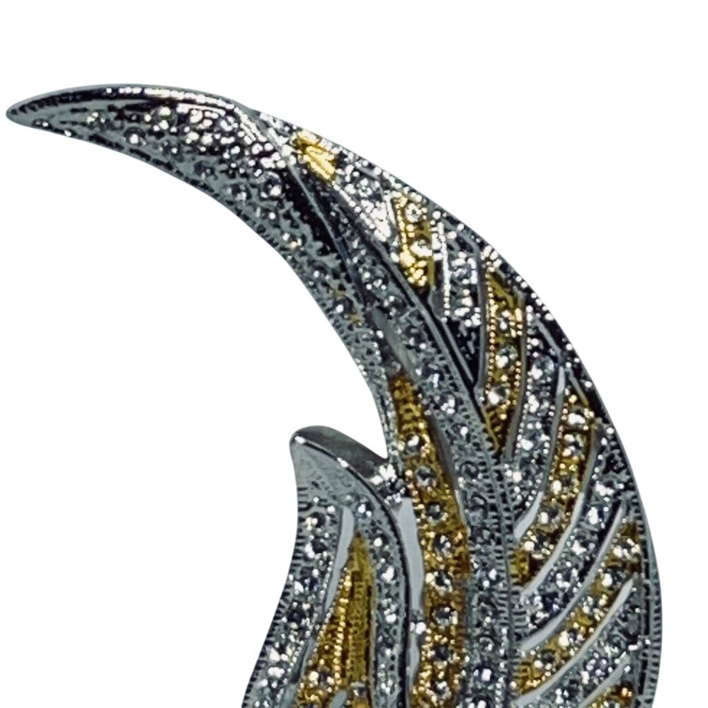 Cameron And Cross Jackie Kennedy Silver & Gold Tone Rhinestone Leaf Brooch (5899 - Picture 4 of 8